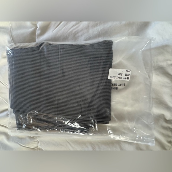 New Womens High Waisted Ribbed Seamless Leggings Size GRAY . NWT - Picture 5 of 5